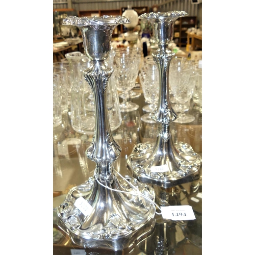 1494 - Pair of Silver Plated Candlesticks.