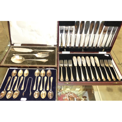 1502 - Cased Sets of Silver Plated Cutlery & Flatware.