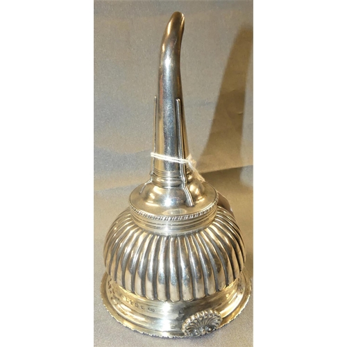 1510 - Antique Silver Semi-Fluted Wine Funnel London 1815, maker CF, weighing approx 4.4 oz troy.