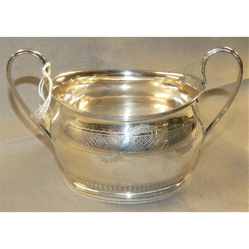 1517 - Continental Silver Bowl engraved with a continuous foliate band, weighing approx 4.5 oz troy.