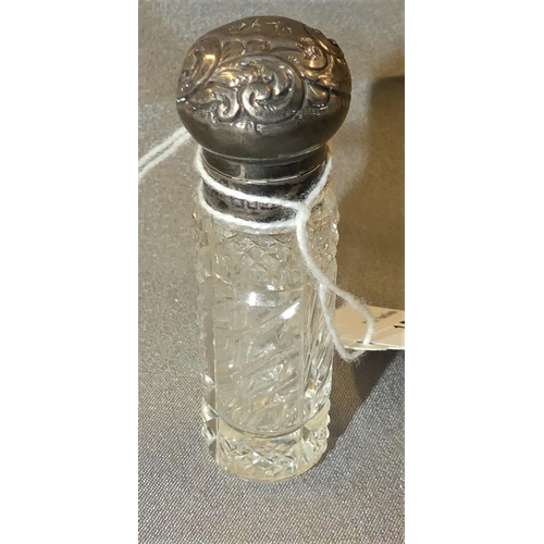 1520 - Birmingham Silver Mounted Cut Glass Scent Bottle.