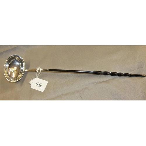 1528 - Rare Georgian Antique Silver Whale Bone Toddy Ladle Inset with George II Gold 1/4 Sovereign dated 17... 