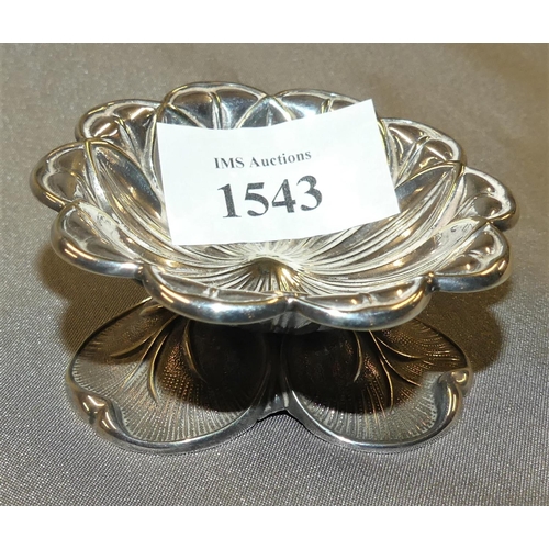 1543 - White Metal Lotus Flower Pin Dish.