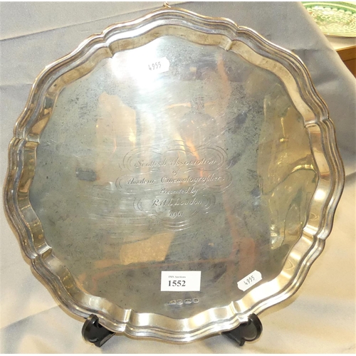 1552 - Sheffield Silver Salver, weighing approx 27 oz troy.