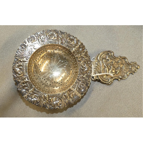 1554 - Dutch White Metal Tea Strainer.