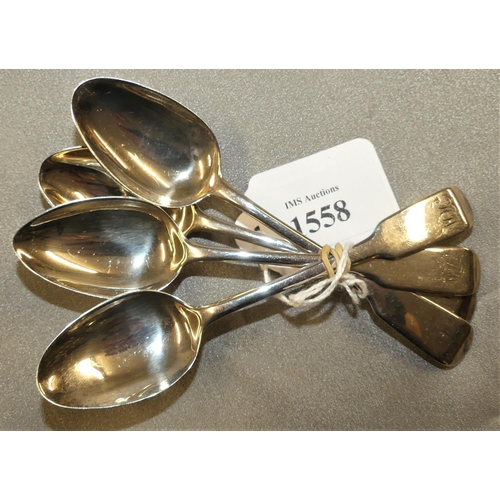 1558 - Four Georgian Silver Teaspoons, weighing approx 2.1 oz troy.