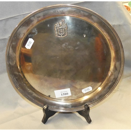 1580 - Circular Sheffield Silver Tray, Approx 26cm in Diameter, , Maker J D & S, weighing approx 16.1 oz tr... 