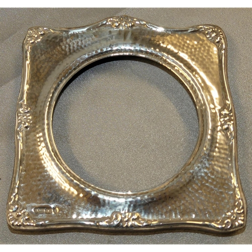 1591 - 20th Century Hammered Silver Mounted Photo Frame, approx 11cm x 12 cm.