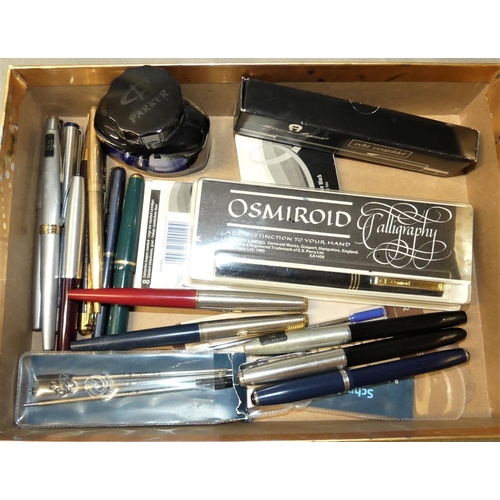 1604 - Box Mixed Fountain and Ball Point Pens, Refills & Ink