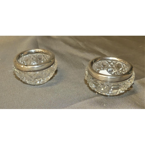 1627 - 2 Silver Mounted Crystal Salts