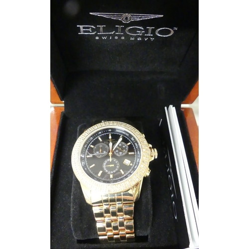 1640 - Eligio Diamond Set Chronograph Watch, New in Box with Papers