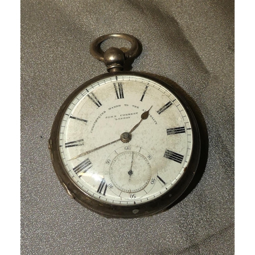 1644 - John Forrest Silver Chain Fusee Pocket Watch