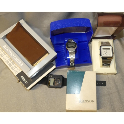 1657 - Box Seiko Quartz Table Lighters & Ronson Lighter & Two Watches