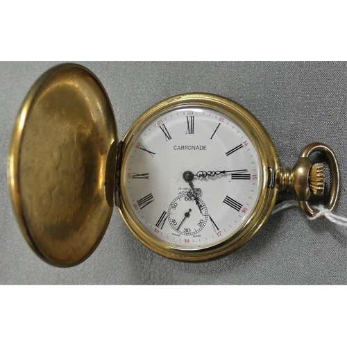 1692 - Gold Plated Engine Turned Cased Pocket Watch- Carronade