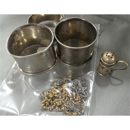 1700 - 3 Silver Napkin Rings, Pepper Pot