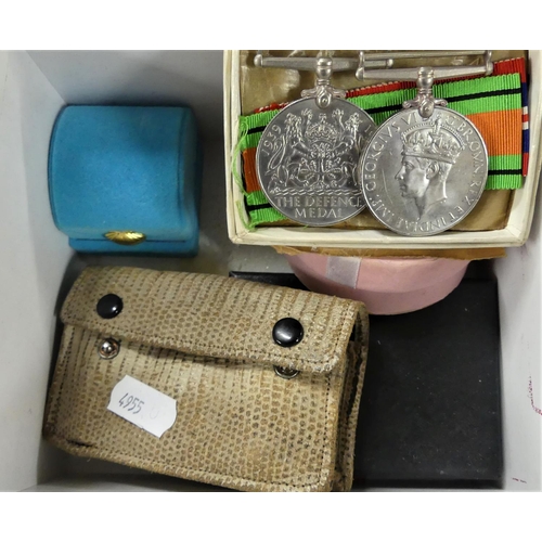 1717 - Box - WW2 Medals, Opera Glasses, Earrings etc