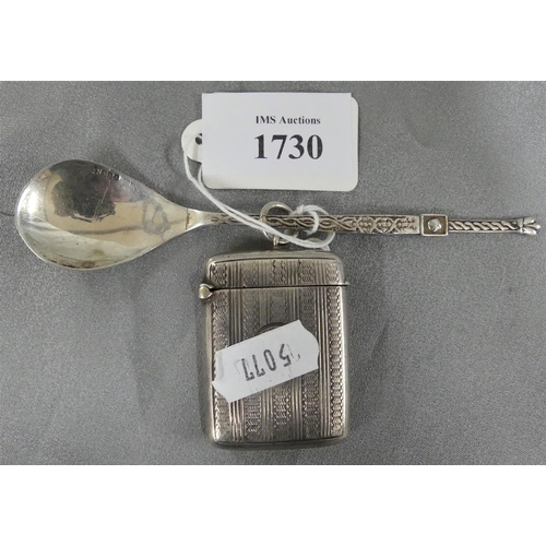 1730 - Silver Vesta Case & Edinburgh Silver Spoon