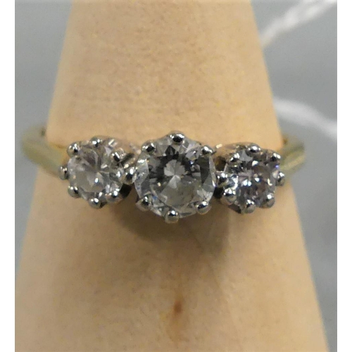 1745 - 18ct Gold 3 Stone Diamond Ring