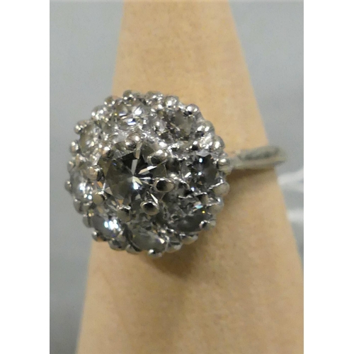 1746 - 18ct White Gold 9 Stone Diamond Cluster Ring