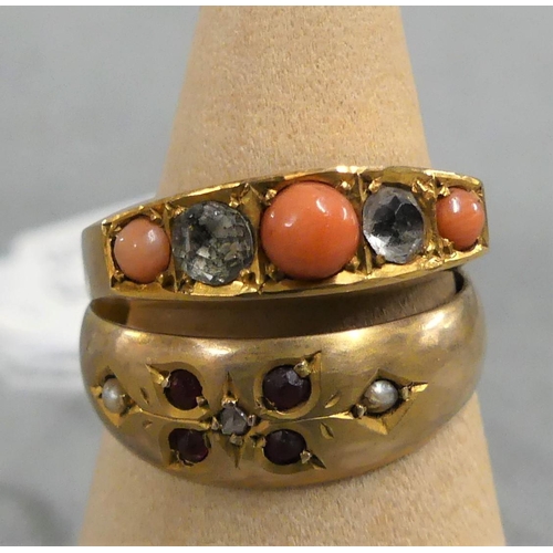 1753 - 2 x 9ct Gold Dress Rings with Semi Precious Stones  3.2g