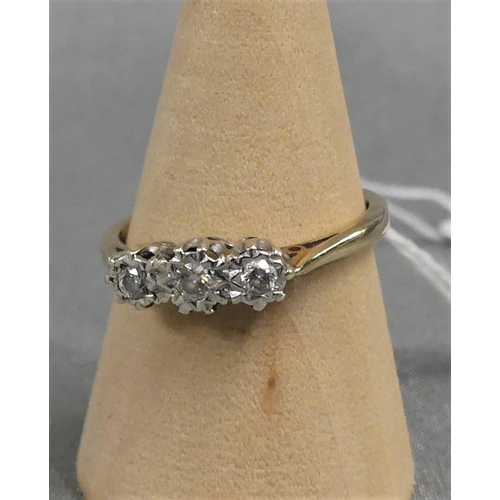 1756 - 9ct Ring with 3 Diamonds