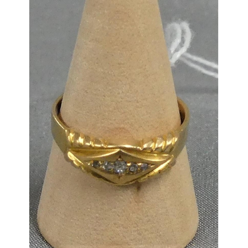 1763 - 18ct Gold Ring (3.6gm) with Diamond Chips