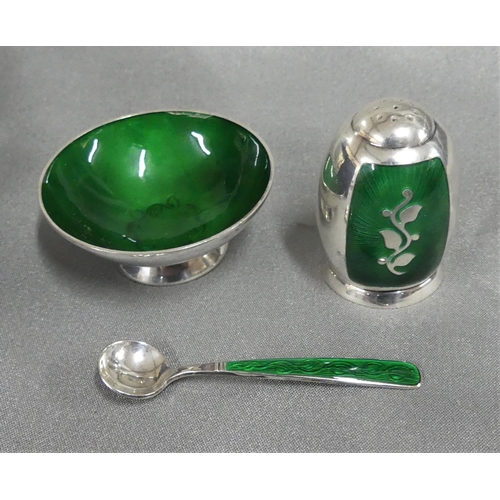 1778 - Danish Silver Enamel Salt and Pepper Spoon Maker VB