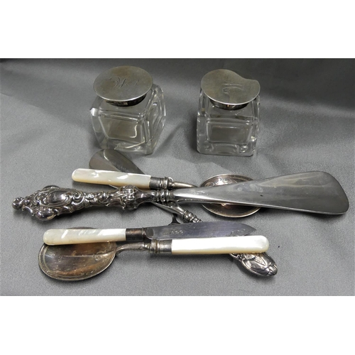 1814 - Silver - including Pair of Silver Topped Inkwells