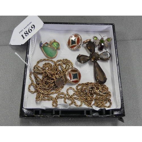 1869 - Antique Selection including Scottish Agate Studs, Litrine Cross, Guard with Slide 55