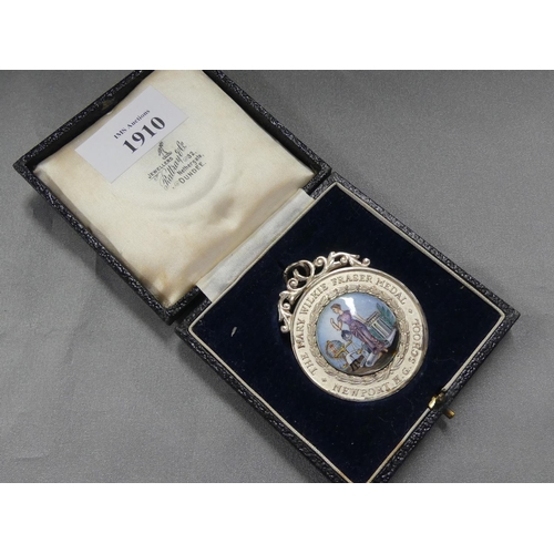 1910 - Silver Plated School Medal in Fitted Case