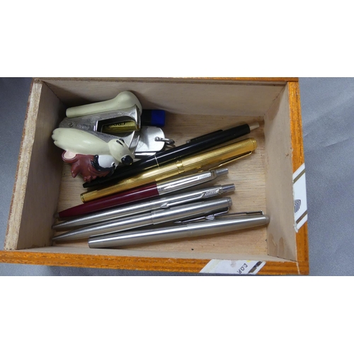 1917 - Box Parker & Other Pens, Pen Knife etc