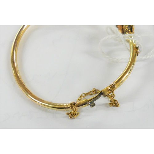 1782 - Antique 9ct Gold Moonstone and Pearl Bangle