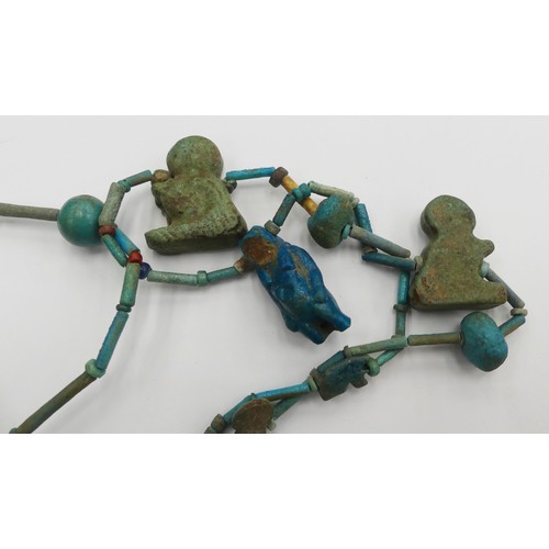 1632 - Two Egyptian Necklaces decorated with Stoneware Figures