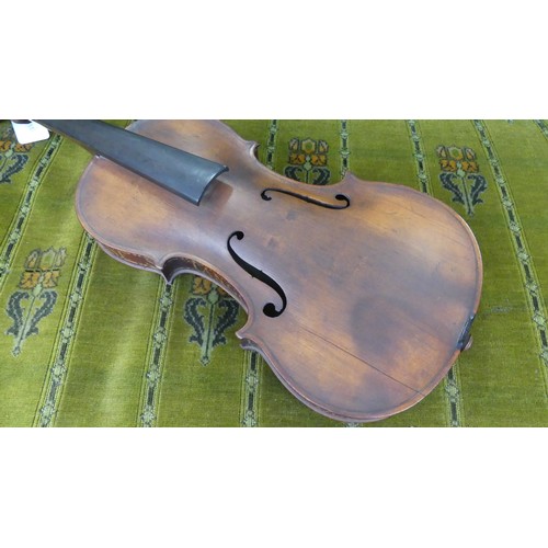 1467 - Antique Continental (probably Italian) Violin - Highly Decorative Handpainted Back.