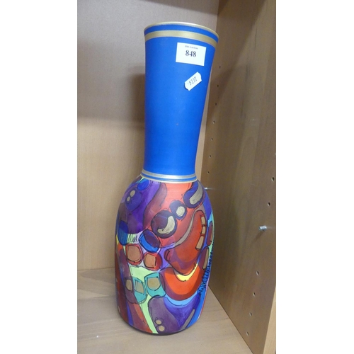 848 - Large Colourful Art Pottery Handpainted Vase by Barry Dibb.