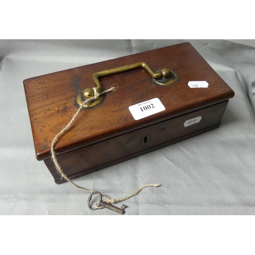 1002 - Antique Mahogany Box with brass mounts.