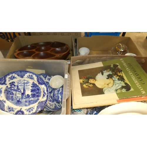 1234 - Four Boxes of Pottery, Glass & Treen.