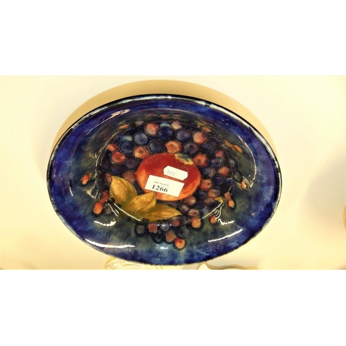 1266 - Restored Moorcroft Pottery Shallow Bowl, Pomegranate Pattern, approx 21cm in diameter.