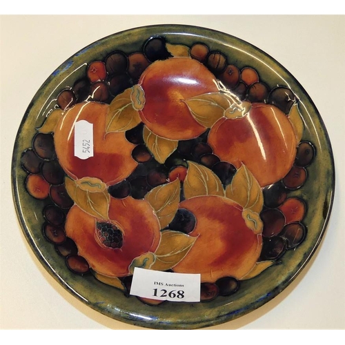 1268 - Restored Moorcroft Pottery Dish, Pomegranate Pattern, approx 19cm in diameter.