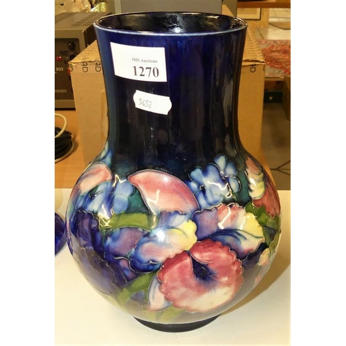 1270 - Restored Moorcroft Pottery Vase, Iris Pattern, 26cm tall.