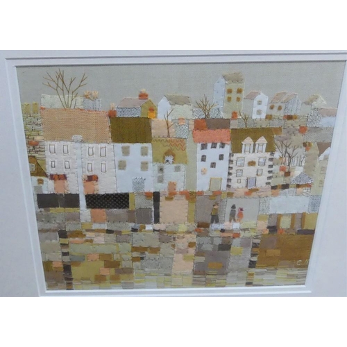 872 - East Coast Fishing Village by Christine MacKenzie, measuring approx 24 x 23cm.