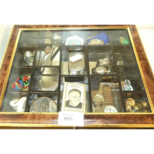 886 - Table-Top Display Containing EP Spoons, Matchbox Holders etc.