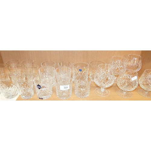 924 - Assorted Crystal Whisky & Brandy Glasses etc.