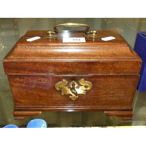 994 - Antique Mahogany Box with Brass Fittings.