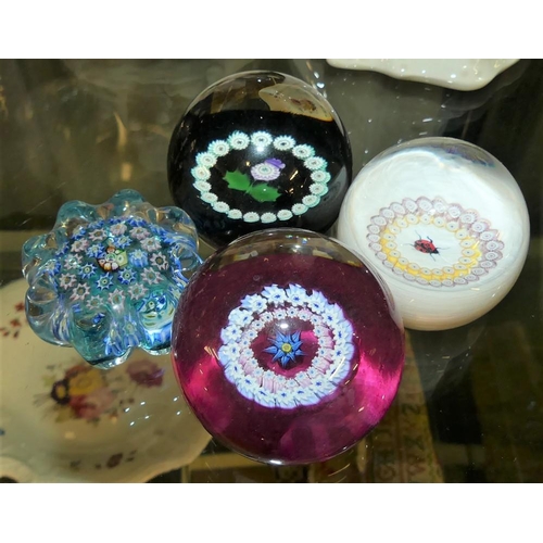 998 - Four Assorted Glass Paperweights.