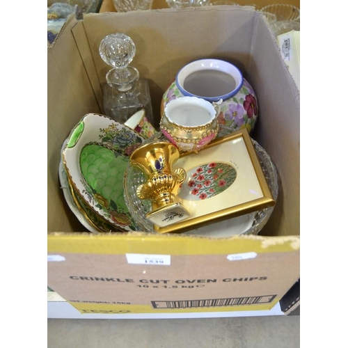 1539 - Box - Assorted Pottery & Glassware.