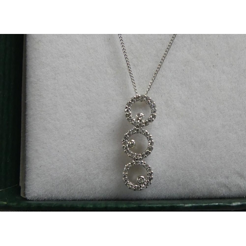 1807 - 18ct White Gold Diamond Pendant & 18ct Chain.