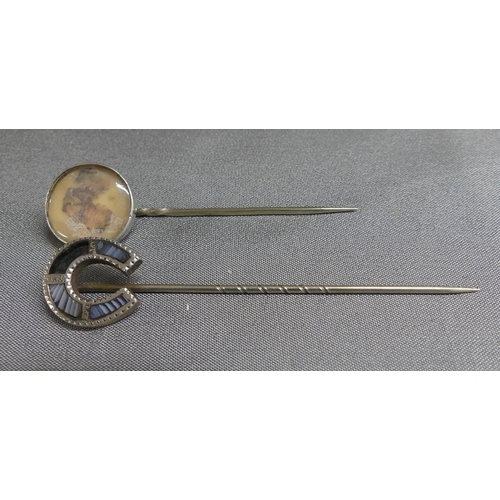 1827 - Two Silver Tie-Pins.