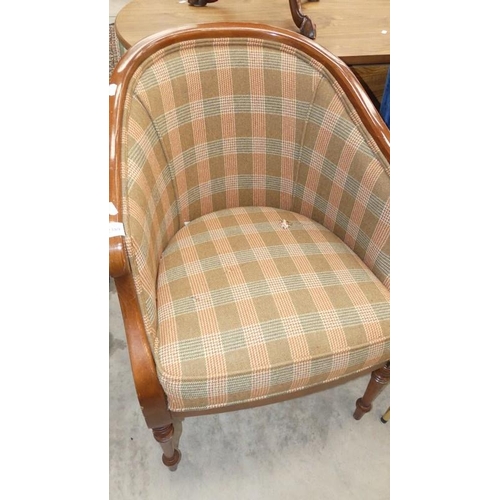 2389 - Tartan Upholstered Tub Chair (As Found|).