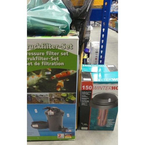 363 - Pressure Filter Set, Floating Pond Heater, Nets, etc